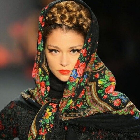 Boho Chic Scarf Wrap Shall Boho Babushka Gypsy Scarf Spell Boho Tassels - Picture 5 of 13